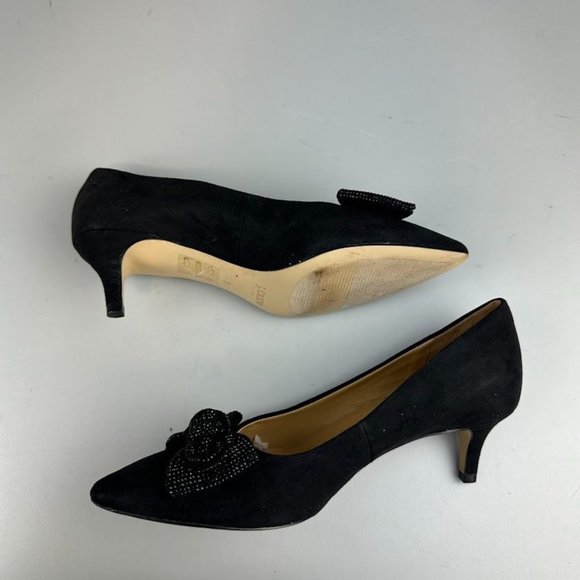 J. Crew Factory Crystal Bow Kitten Heels in Black - Picture 4 of 6